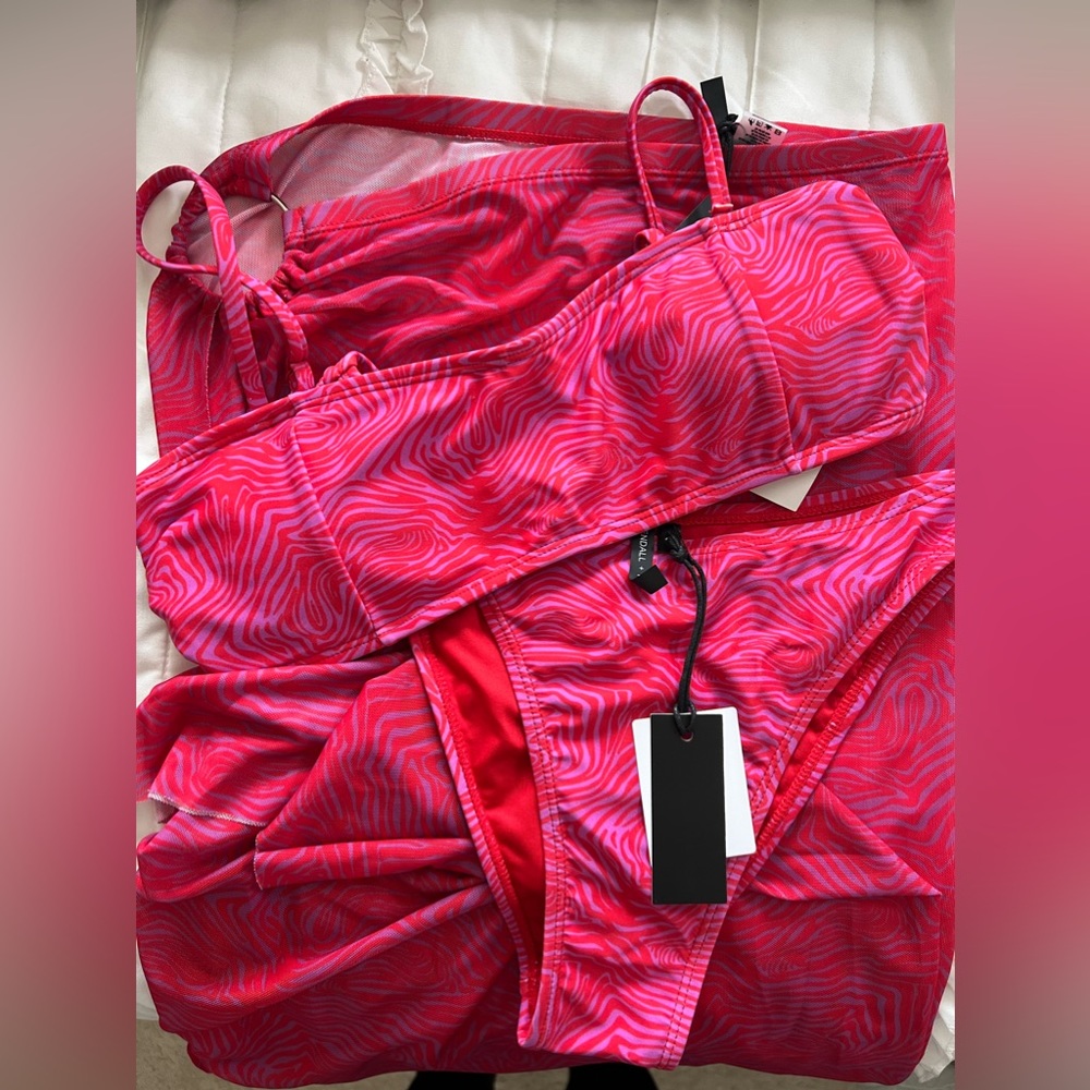 NWT Kendall + Kylie Bikini and Coverup Swim THREE Piece Bathing Suit Set
